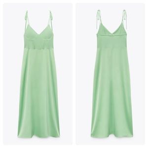 **NWT** Zara green bustier midi dress